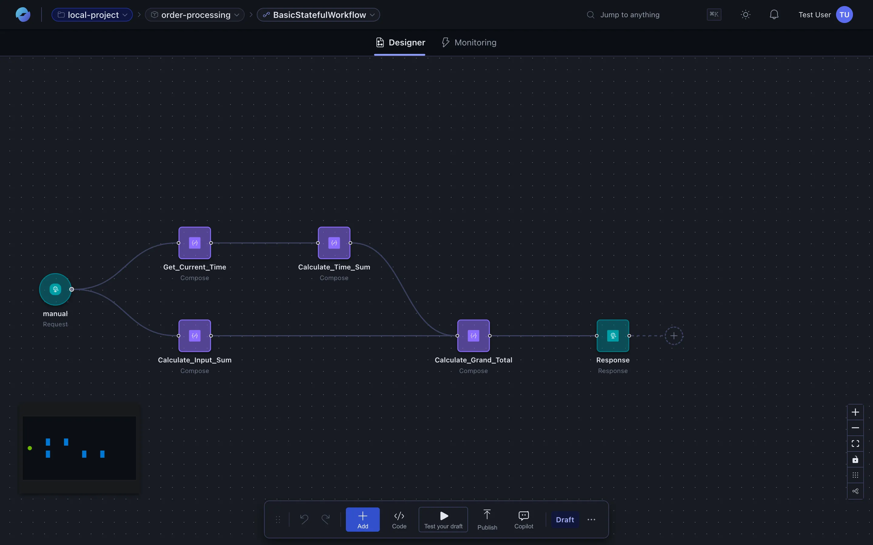 A complete workflow on the canvas