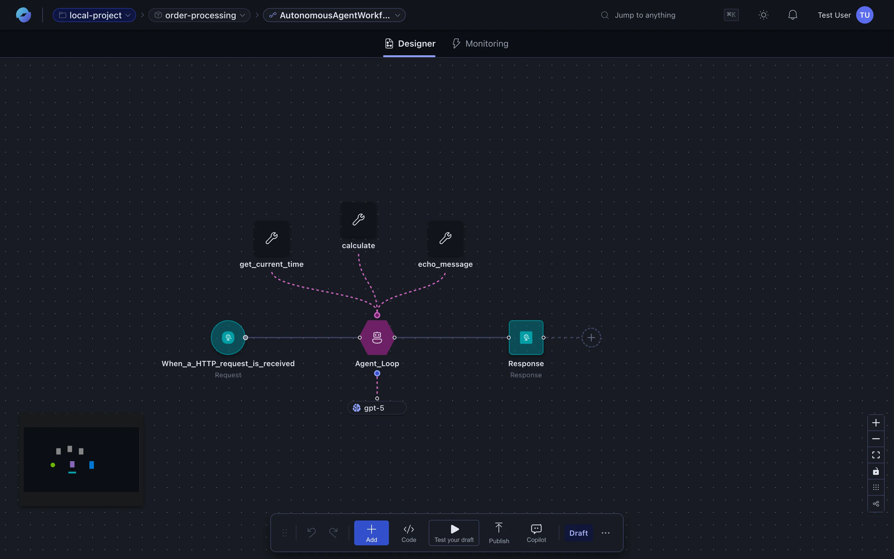A workflow with an agent action